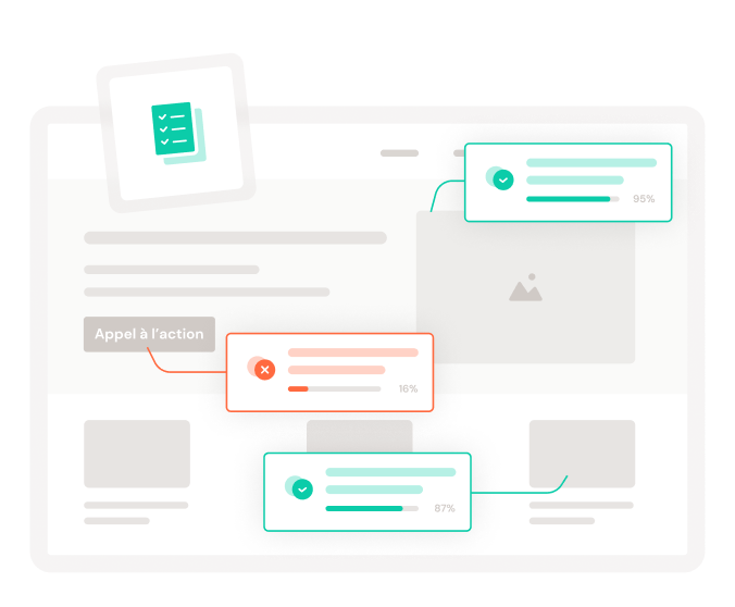 Visuel de la détection des optimisations sur un site web
